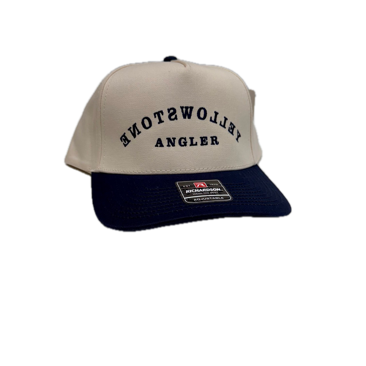 Yellowstone Angler Backwards Text Hat - Cream/Navy