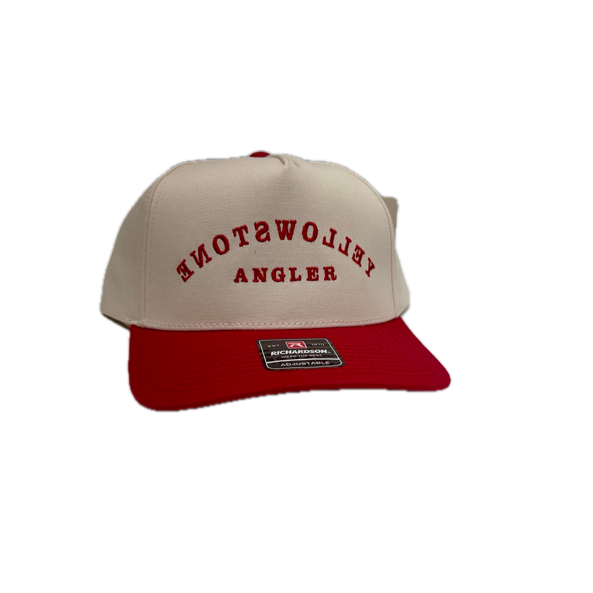Yellowstone Angler Backwards Text Hat - Cream/Red