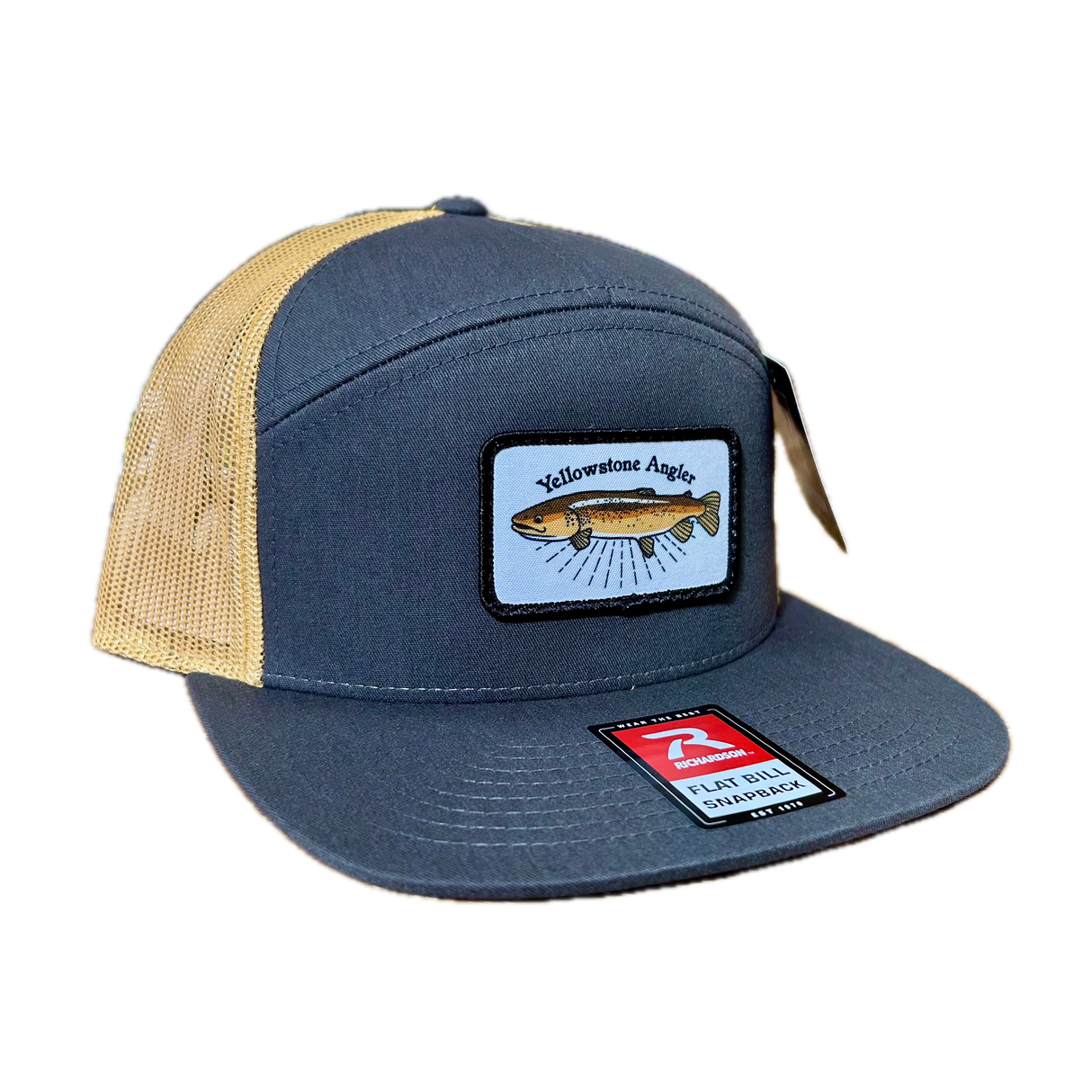 Yellowstone Angler Brown Trout Logo Hat - Charcoal/Old Gold