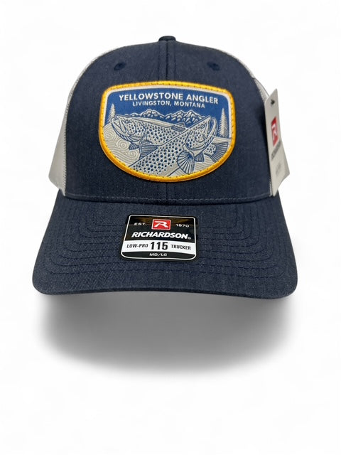 Yellowstone Angler Logo Hat - Navy / Lt Grey - Casey Underwood Dbl. Brown Trout Logo