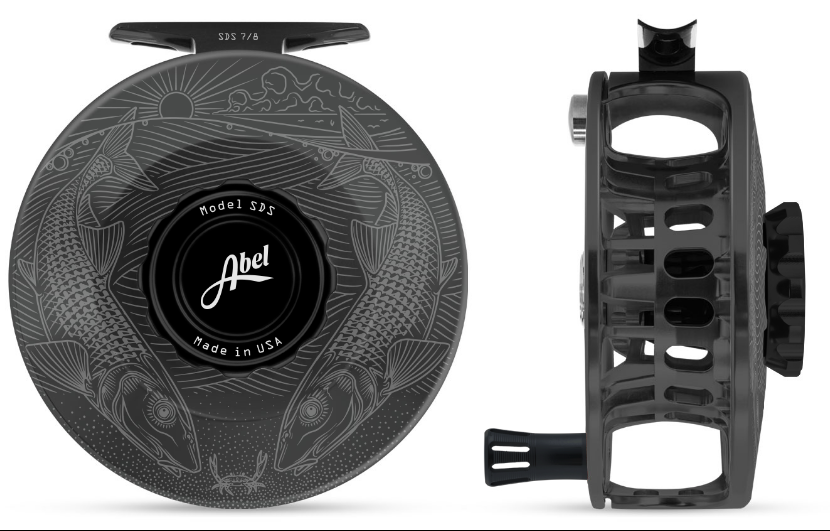 Abel SDS Reel - 7/8 Slate Gray-Black-Tailing Bones w/ Black Handle