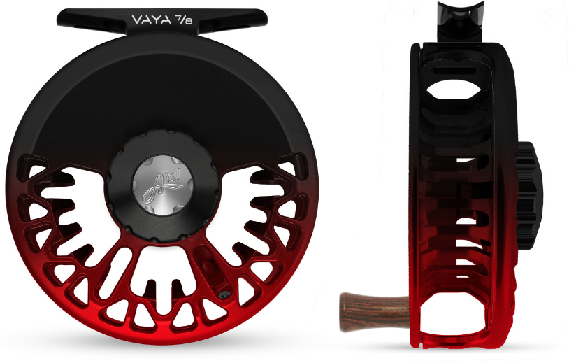 Abel VAYA Reel - 7/8 Black/Red Fade w/ Rosewood Handle