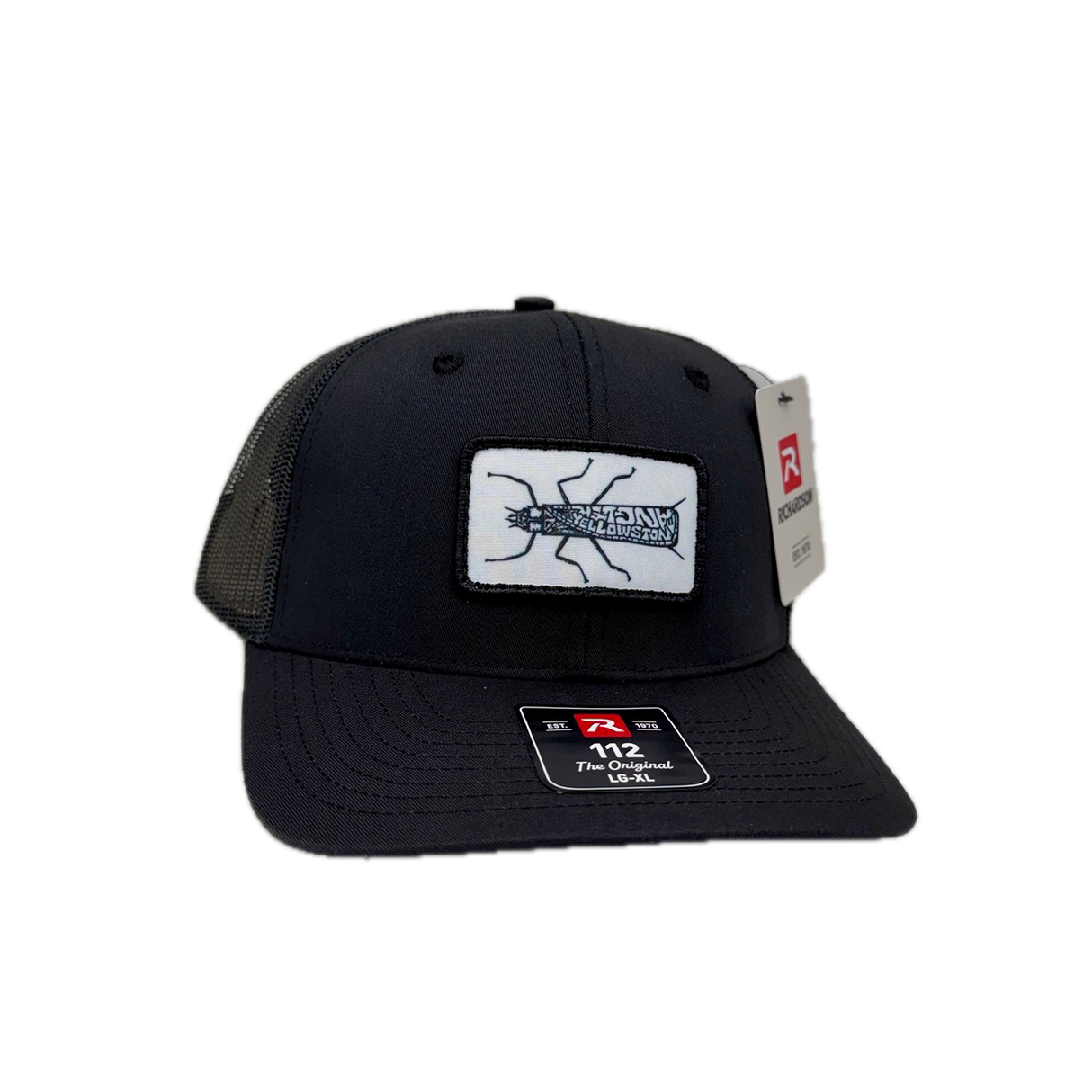 Yellowstone Angler Stonefly Logo Hat - Black/Black Mesh - LG/XL