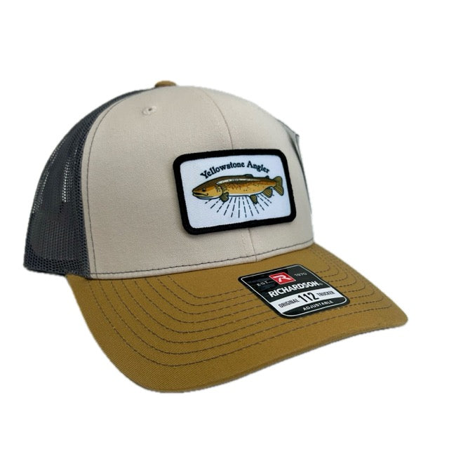Yellowstone Angler Brown Trout Logo Hat - MB/Char/Old Gold