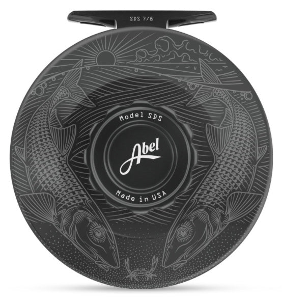Abel SDS Reel - 7/8 Slate Gray-Black-Tailing Bones w/ Black Handle