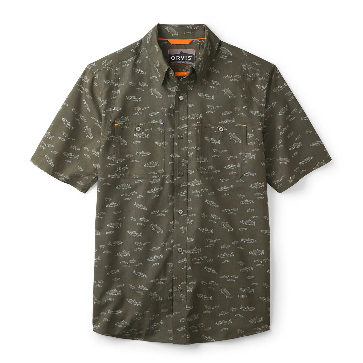Orvis Tech Chambray Short-Sleeve Work Shirt with Yellowstone Angler Logo M's