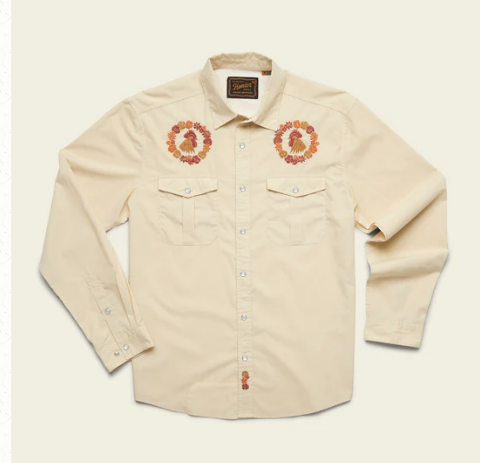 Chemise Howler Brothers – Gaucho Snap Agave – Beige/cowboy – Fleurs – Taille L