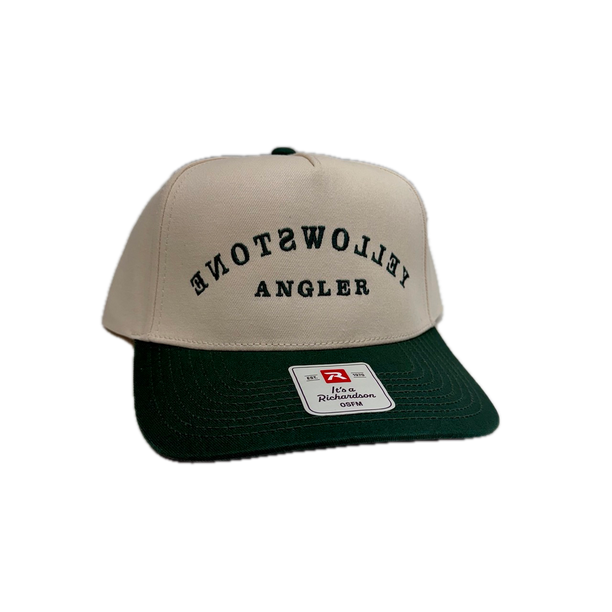 Yellowstone Angler Backwards Text Hat - Cream/Dk. Green