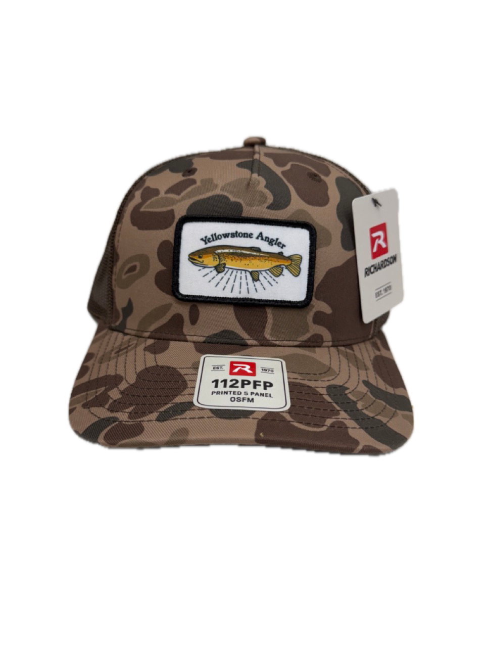 Yellowstone Angler Brown Trout Logo Hat - Bark DC/Brown Mesh