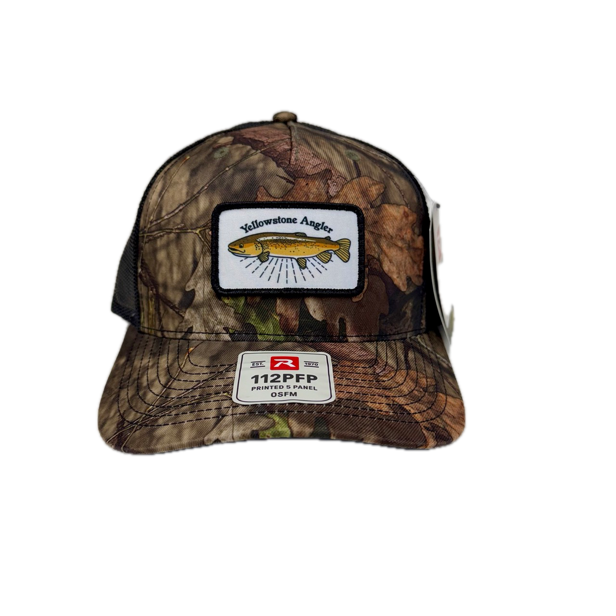 Yellowstone Brown Trout Logo Hat - Mossy Oak Camo