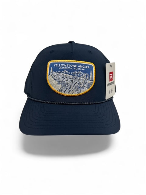 Yellowstone Angler Casey Underwood Dbl. Brown Trout Logo Hat - Performance Snapback Navy