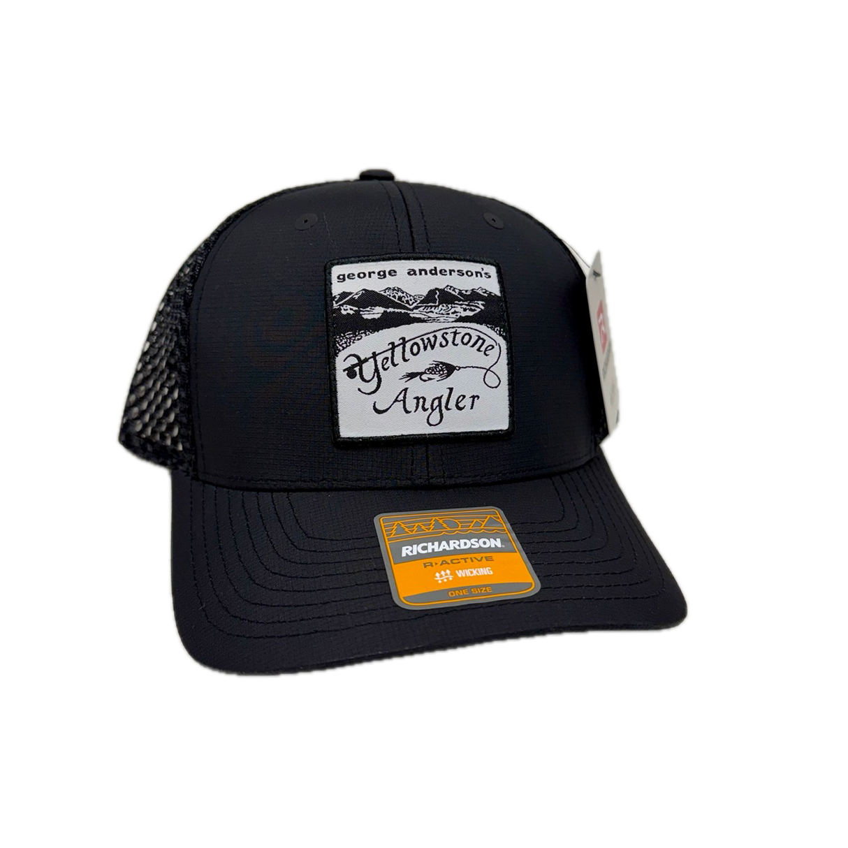 Yellowstone Angler "Shop Sign" Logo Hat - Black/Black Performance Mesh