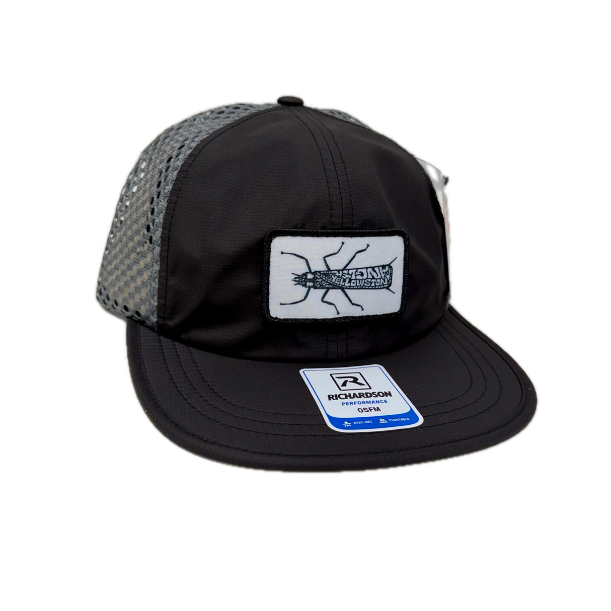 Yellowstone Angler Stonefly Logo Hat - Performance Black/Grey Mesh