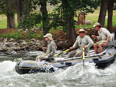 Fly fishing from raft