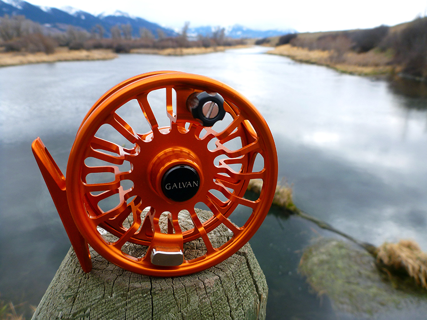 Orange fly reel