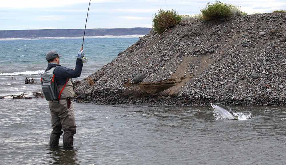 Fly fishing in Jurassic Lake, Argentina