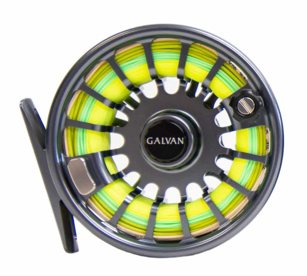 GALVAN T-7 TORQUE 7 FLY REEL GREEN FOR A #7 WEIGHT ROD USA MADE FREE $80 LINE 